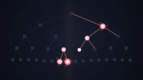 Abstract Network Tree Structure Glowing Nodes Data Flow Concept Stock Footage 348423161