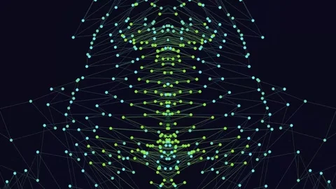 Abstract Network Visualization with Connected Dots. Video stock 330132902