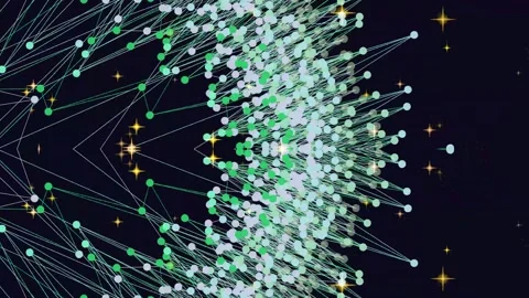 Abstract Network Visualization with Connected Nodes and Starry Background Video stock 332203449
