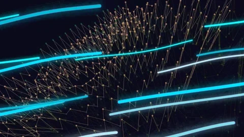 Abstract Network Visualization with Data Points and Lines Video stock 332182623