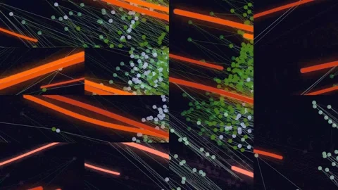 Abstract Network Visualization with Data Points and Connections Stock Footage 332212955