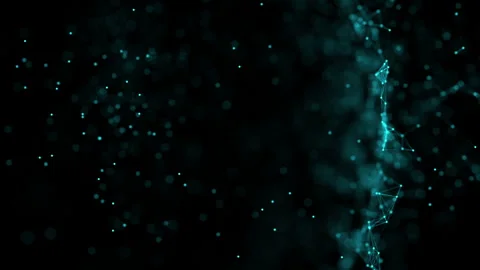 Abstract Network Visualization of Digital Blue Molecular Connections in Depth Stock Footage 341780736