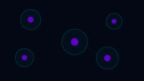 Abstract network visualization with glowing purple nodes and connecting lines Stockbeeldmateriaal 338310313