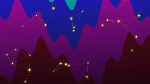 Abstract Network Visualization with Gradient Background Stockbeeldmateriaal 332184250