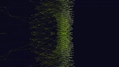 Abstract Network Visualization with Green Lines and Nodes on Dark Background Stock Footage 331895417