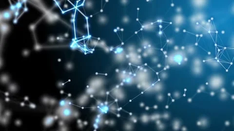 Abstract Network Visualization:  Interconnected Nodes and Lines in Dark Blue Stock Footage 297015342