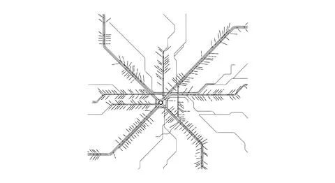 Abstract network visualization with interconnected nodes and branching conn.. Stock Illustration