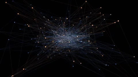 Abstract network visualization with intersecting lines and Stock Footage 340044978
