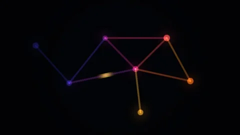 Abstract network visualization showing colorful glowing interconnected node.. 库存影片 347465076