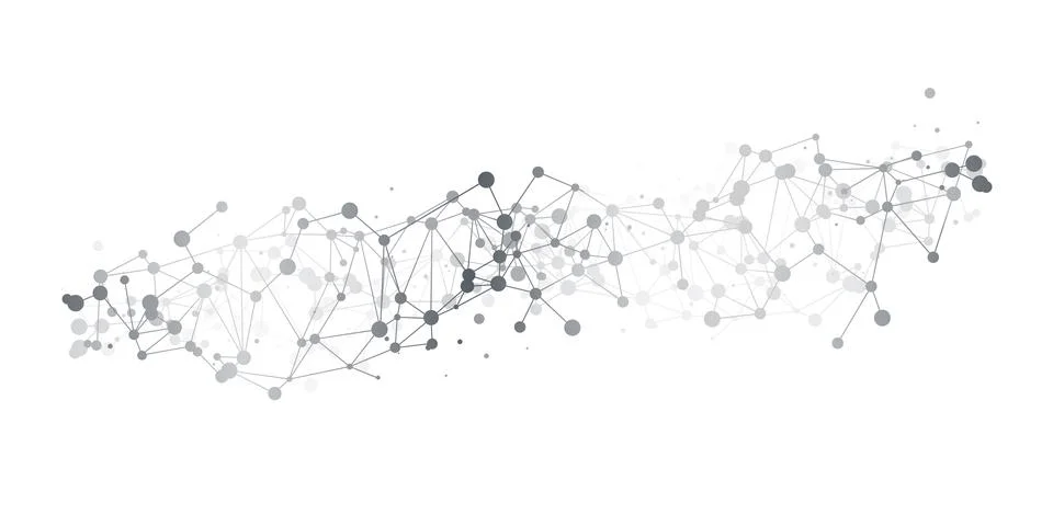 Abstract network visualization showing interconnected nodes and lines formi.. Illustrazione stock