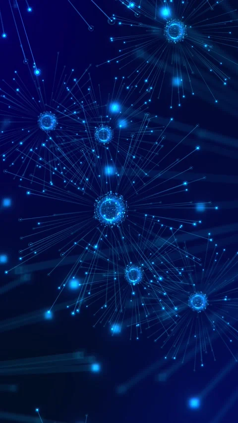 Abstract network web glowing nodes connecting lines spreading across space. digi Stock Footage 341904715