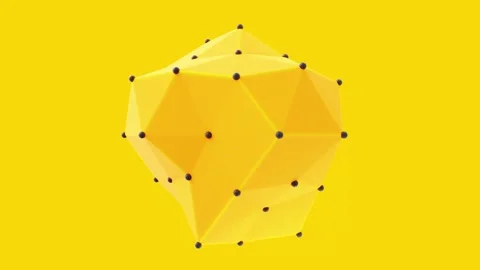 Abstract network of yellow triangles connected by circles on yellow background.  動画素材 265123564