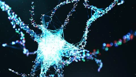 Abstract neural cells. AI neuron. Artificial neural network technology science Stock Illustration
