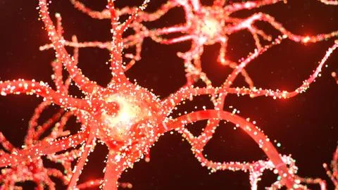 Abstract neural cells with luminous dots. Synapses and neuronal cells send Stock Illustration