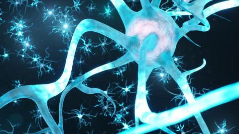 Abstract neural cells. Synapses and neuronal cells send electrical chemical Stock Illustration