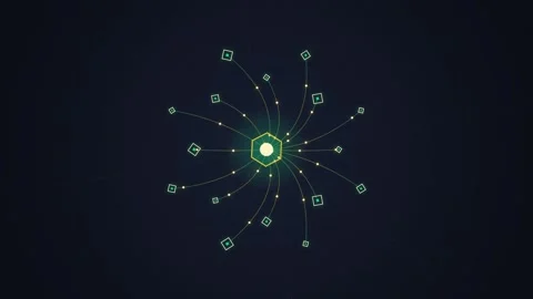 Abstract Neural Network AI Technology Data Flow Connections Hexagon Brain Ico Stock Footage 348424042