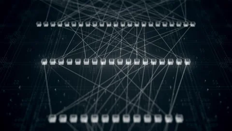 Abstract Neural Network Architecture Visualization, Connected Nodes Data Flow Stock Footage 326939684