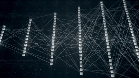 Abstract Neural Network Architecture Visualization, Connected Nodes Data Flow Stock Footage 326939734