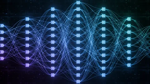 Abstract Neural Network Architecture Visualization, Connected Nodes Data Flow Stock Footage 326939753