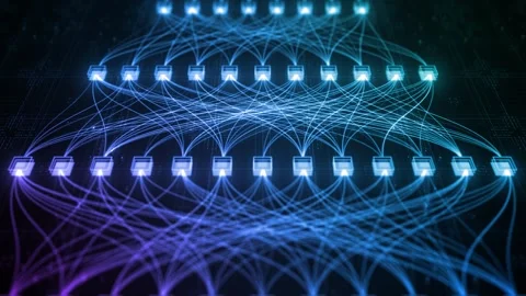 Abstract Neural Network Architecture Visualization, Connected Nodes Data Flow Stock Footage 326939754
