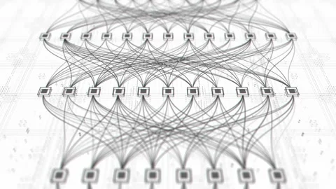 Abstract Neural Network Architecture Visualization, Connected Nodes Data Flow Stock Footage 326989709