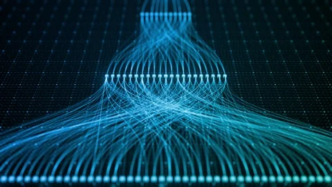 Abstract Neural Network Architecture Visualization, Connected Nodes Data Flow Stock Footage 331192004