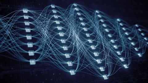 Abstract Neural Network Architecture Visualization, Connected Nodes and Data Stock Footage 333699349