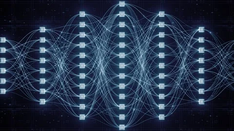 Abstract Neural Network Architecture Visualization, Connected Nodes and Data Stock Footage 333699615