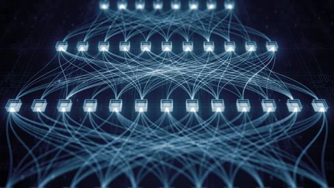 Abstract Neural Network Architecture Visualization, Connected Nodes and Data Stock Footage 333699630