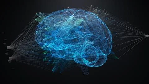 Abstract Neural Network Brain Visualization Stock Illustration