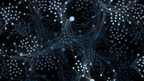 Abstract neural network clusters connected to a central hub processing complex Stock Footage 346003864