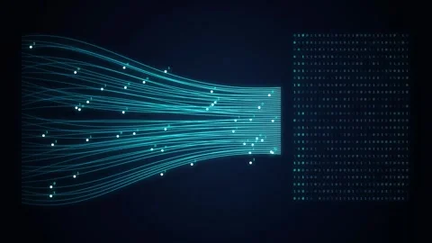 Abstract Neural Network Data Flow with Binary Code, AI Technology Stock Footage 346804139
