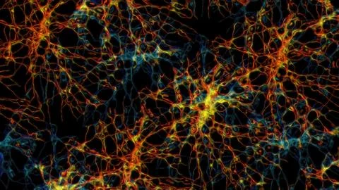 Abstract neural network glowing on black background creating a futuristic a.. Illustrazione stock
