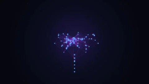 Abstract neural network glowing in dark space, technological connection. Stock Footage 346551240