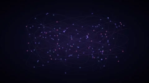 Abstract neural network of glowing particles and curved lines Stock Footage 336352004