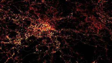 Abstract neural network glowing red and yellow veins Stock Illustration
