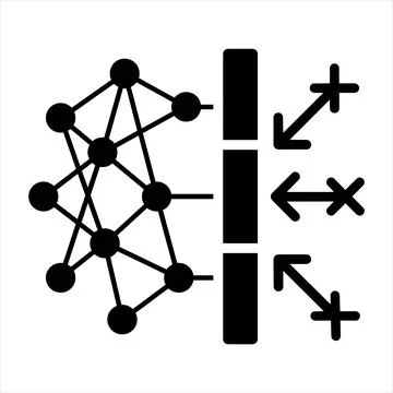 Abstract neural network icon with data flow and firewall protection, firewall Stock Illustration