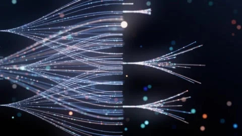 Abstract neural network iteration - Blue technology lines Video stock 337399082