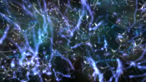 Abstract Neural Network Light Trails with Blue Glow Dots for Tech Backgrounds Stockbeeldmateriaal 317614256