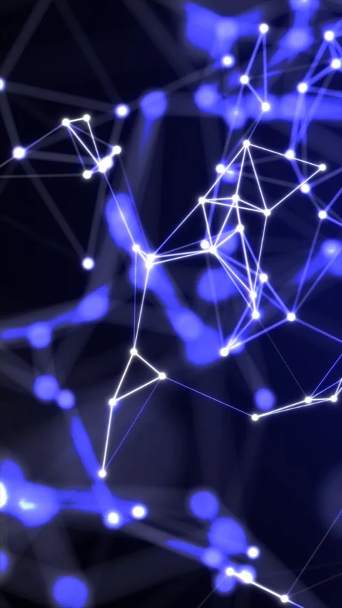 Abstract neural network pattern with glowing blue nodes and connecting line.. Stock Footage 307427559