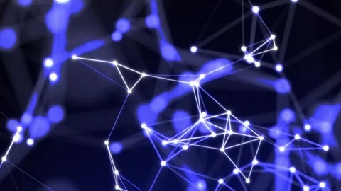 Abstract neural network pattern with glowing blue nodes and connecting line.. Stock Footage 315414666