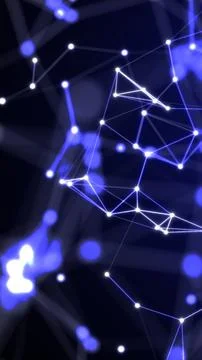 Abstract neural network pattern with glowing blue nodes and connecting line.. Stock Photos