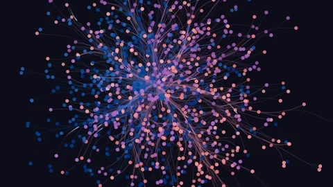 Abstract neural network rotating with glowing data connections, dynamic traffic Stock Footage 345988302