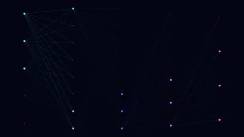 Abstract Neural Network Visualization with Connecting Glowing Nodes Stock Footage 340341274
