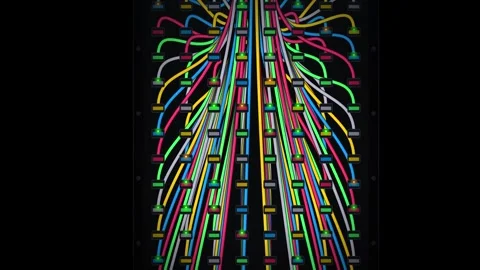 Abstract Neural Network Visualization with Glowing Data Streams on Black Ba.. Stock Footage 347091393