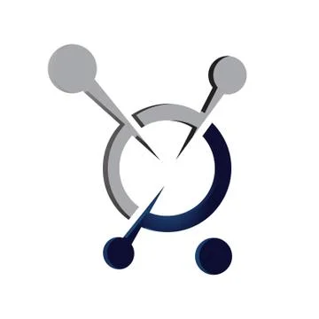 Abstract neuron cell biotech molecule atom nanotechnology logo vector icon il Stock Illustration