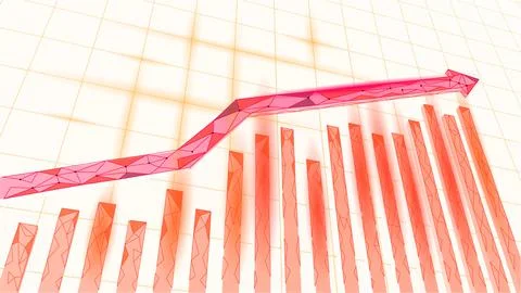 Abstract neutral business statistics chart growing graphs. Blue light glowing Stock Illustration