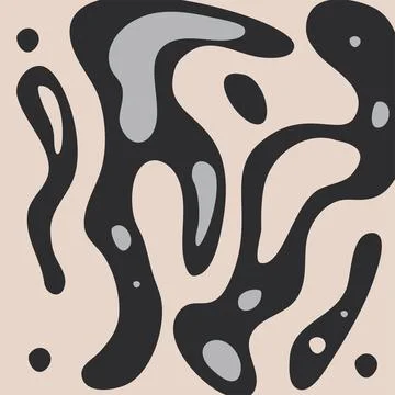 Abstract neutral modern background, flowing black rounded shapes Stock Illustration