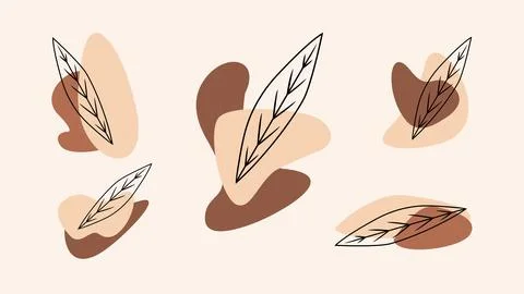 Abstract neutral paint with leaf background design Stock Illustration