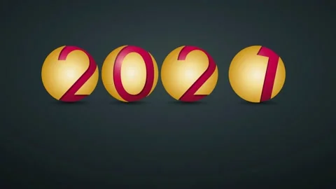 Abstract new year 2021, creative text and golden balls. 2D animation. Loop fo Stock Footage 138249977